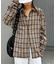 【UNISEX】モール混長袖チェックシャツ