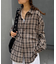 【UNISEX】モール混長袖チェックシャツ