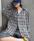 【UNISEX】モール混長袖チェックシャツ