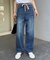 【HENRY】vintagedenim/ウエスト紐ベルト付きワイドデニム