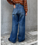 【HENRY】vintagedenim/ウエスト紐ベルト付きワイドデニム