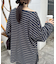 シアースラブボーダーワンポイント刺繍オーバTee