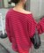 シアースラブボーダーワンポイント刺繍オーバTee