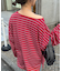 シアースラブボーダーワンポイント刺繍オーバTee