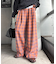 【UNISEX】ネルチェックタックボリュームワイドパンツ