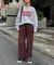 【UNISEX】ネルチェックタックボリュームワイドパンツ