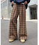 【UNISEX】ネルチェックタックボリュームワイドパンツ