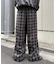 【UNISEX】ネルチェックタックボリュームワイドパンツ