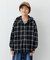 【KIDS】【ジュニアサイズあり】裾断ち切り微起毛チェックフードシャツ