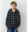 【KIDS】【ジュニアサイズあり】裾断ち切り微起毛チェックフードシャツ