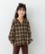 【KIDS】【ジュニアサイズあり】裾断ち切り微起毛チェックフードシャツ