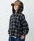 【KIDS】【ジュニアサイズあり】裾断ち切り微起毛チェックフードシャツ