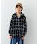 【KIDS】【ジュニアサイズあり】裾断ち切り微起毛チェックフードシャツ