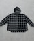【KIDS】【ジュニアサイズあり】裾断ち切り微起毛チェックフードシャツ