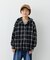 【KIDS】【ジュニアサイズあり】裾断ち切り微起毛チェックフードシャツ