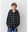 【KIDS】【ジュニアサイズあり】裾断ち切り微起毛チェックフードシャツ