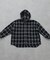 【KIDS】【ジュニアサイズあり】裾断ち切り微起毛チェックフードシャツ
