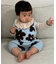 【BABY】総柄フラワーニットロンパース