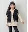 【KIDS】【ジュニアサイズあり】洗える手編みタッチフリンジニットベスト
