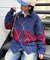 【UNISEX】アーガイル襟ネップニットカーディガン