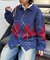 【UNISEX】アーガイル襟ネップニットカーディガン