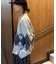【UNISEX】アーガイル襟ネップニットカーディガン