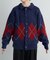 【UNISEX】アーガイル襟ネップニットカーディガン