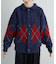 【UNISEX】アーガイル襟ネップニットカーディガン