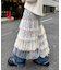 ★H.S2WAYレースブロッキングティアードスカート