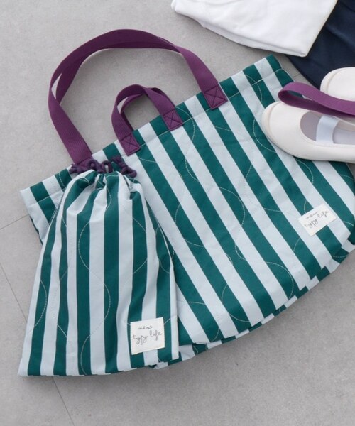 KIDS】≪セレモニーフェア対象≫ストライプ柄マルチウェイ巾着袋