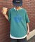 【UNISEX】ピグメント加工ラグランワッフルヘンリーTEE
