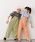 【KIDS】配色ワッフルキャミサロペット