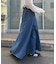 【大人見え/軽量】リメイク風柔らかデニムロングフレアスカート