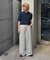 【UNISEX】【プラスサイズあり】ストライプシアサッカーイージーパンツ