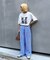 【UNISEX】【プラスサイズあり】ストライプシアサッカーイージーパンツ