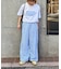 【UNISEX】【プラスサイズあり】ストライプシアサッカーイージーパンツ