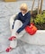 【UNISEX】【プラスサイズあり】ストライプシアサッカーイージーパンツ