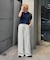 【UNISEX】【プラスサイズあり】ストライプシアサッカーイージーパンツ