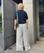 【UNISEX】【プラスサイズあり】ストライプシアサッカーイージーパンツ