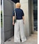 【UNISEX】【プラスサイズあり】ストライプシアサッカーイージーパンツ