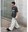 【UNISEX】【プラスサイズあり】ストライプシアサッカーイージーパンツ