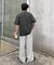 【UNISEX】【プラスサイズあり】ストライプシアサッカーイージーパンツ