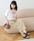 【UNISEX】【プラスサイズあり】ストライプシアサッカーイージーパンツ