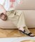【UNISEX】【プラスサイズあり】ストライプシアサッカーイージーパンツ