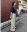 【UNISEX】【プラスサイズあり】ストライプシアサッカーイージーパンツ