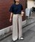 【UNISEX】【プラスサイズあり】ストライプシアサッカーイージーパンツ