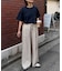 【UNISEX】【プラスサイズあり】ストライプシアサッカーイージーパンツ
