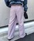 【UNISEX】【プラスサイズあり】ストライプシアサッカーイージーパンツ