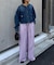 【UNISEX】【プラスサイズあり】ストライプシアサッカーイージーパンツ