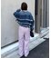 【UNISEX】【プラスサイズあり】ストライプシアサッカーイージーパンツ